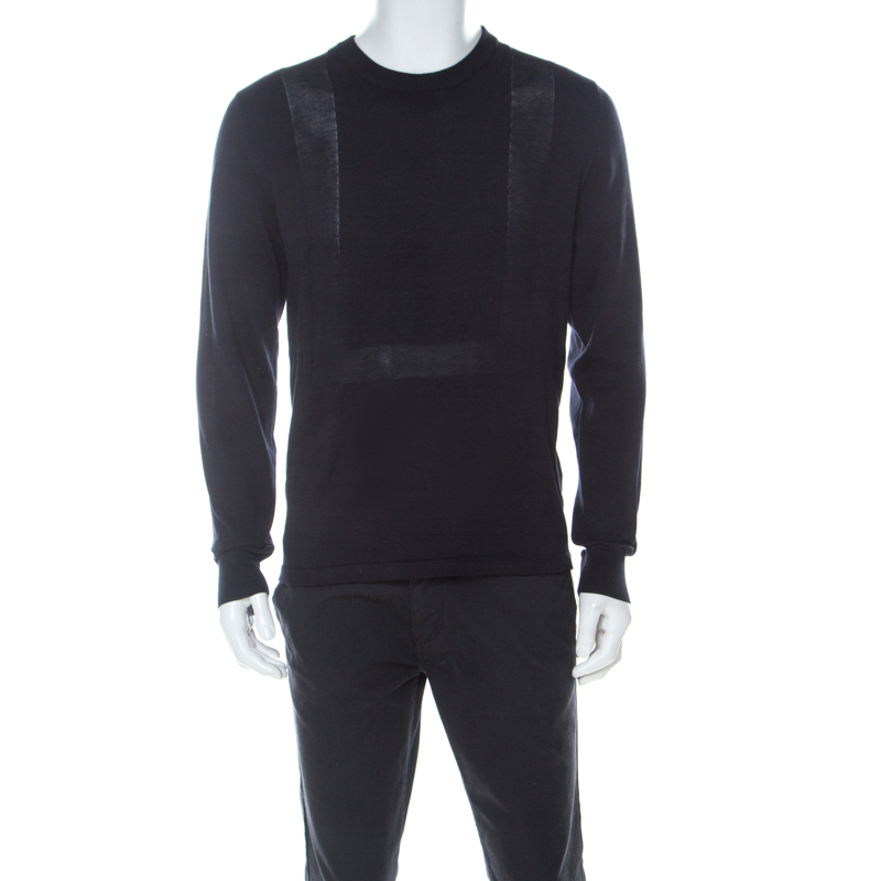 Pre Owned  كنزة جيفنشي بياقة مستديرة نسيج أزرق كحلي L