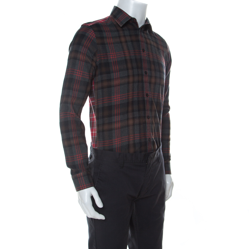 

Givenchy Grey and Red Plaid Cotton Shirt