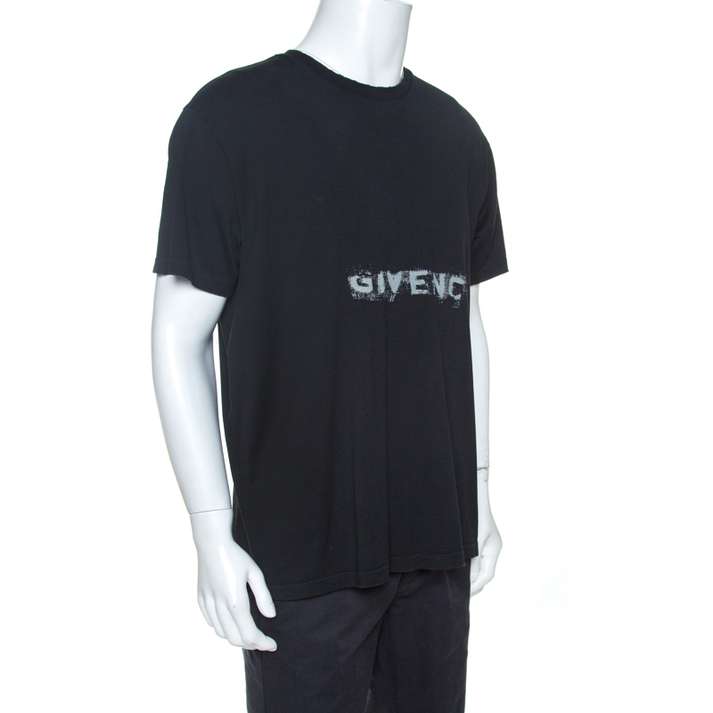 

Givenchy Black Logo Print Cotton Crew Neck T-shirt