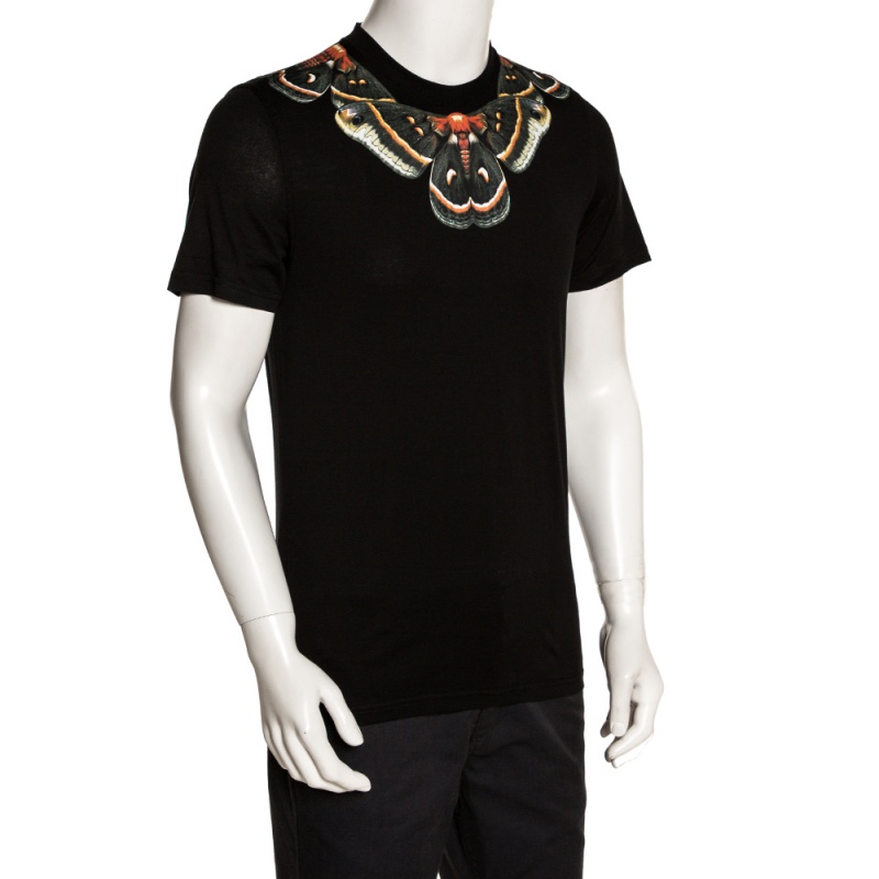 

Givenchy Black Butterfly Print Cotton Crew Neck T-Shirt