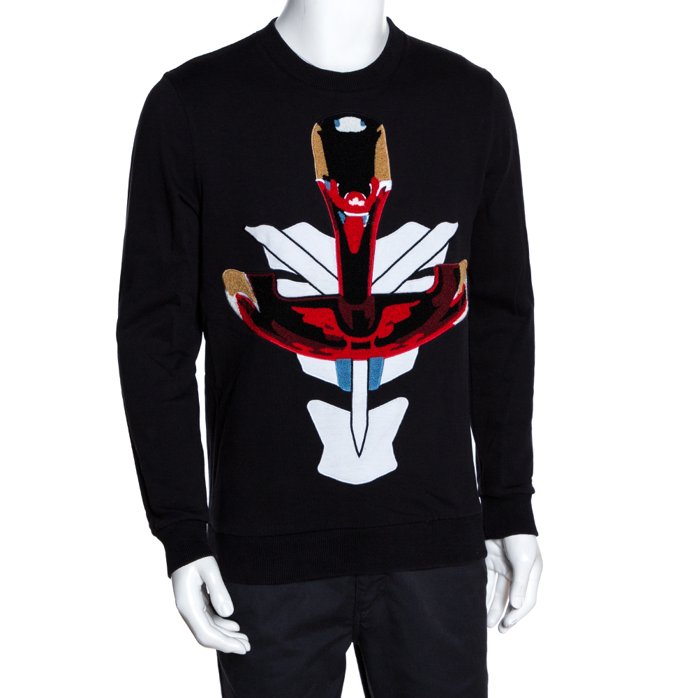 

Givenchy Black Tribal Motif Cotton Crew Neck Sweatshirt