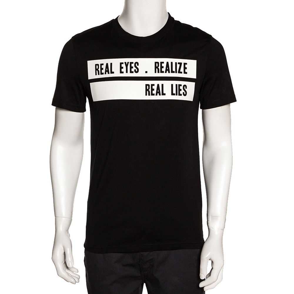 Givenchy Black Cotton 'Real Eyes' Cuban Fit T-Shirt S