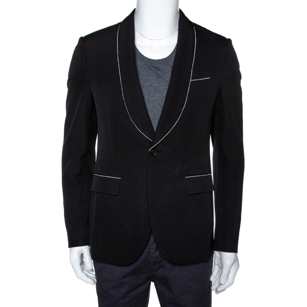 Pre Owned Givenchy Black Wool Contrast Chain Detail Blazer M