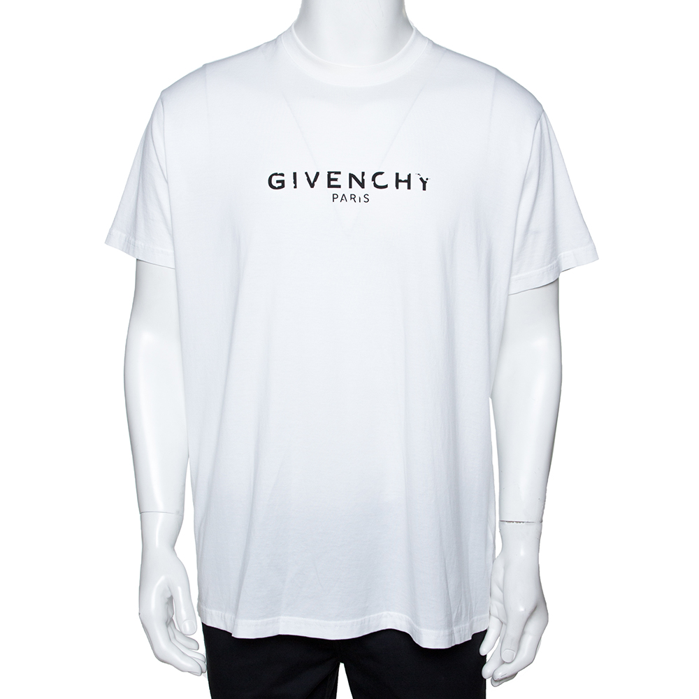 Givenchy White Logo Print Cotton Paris Vintage T-Shirt S Givenchy | TLC