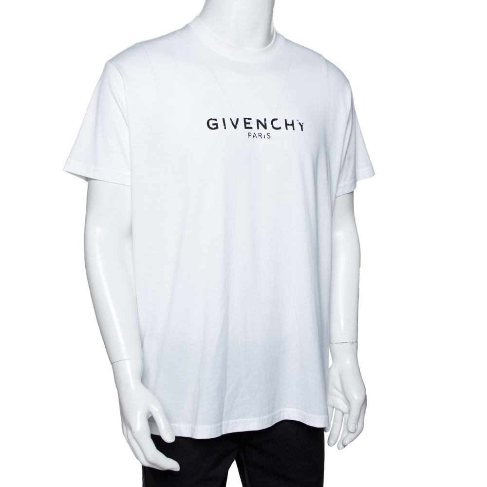 

Givenchy White Logo Print Cotton Paris Vintage Oversized T-Shirt