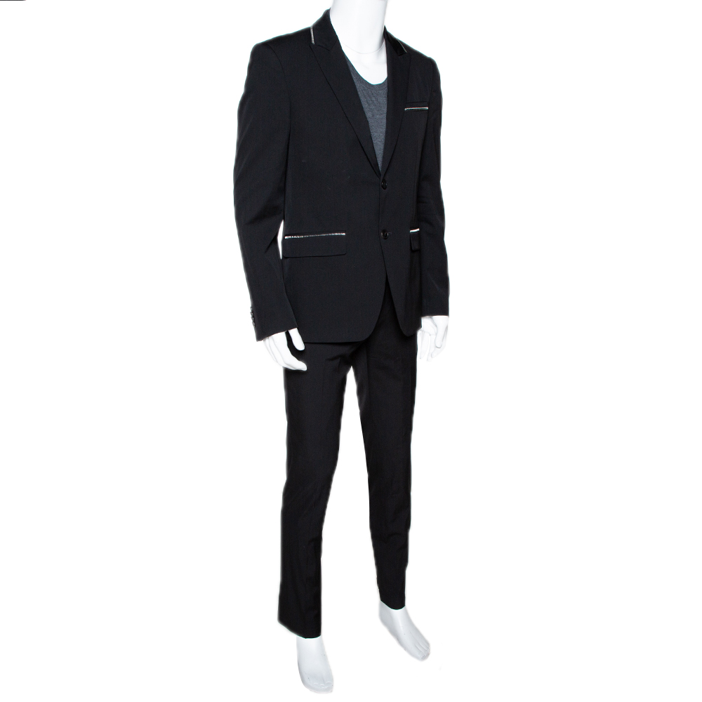

Givenchy Black Wool Blend Zip Detail Tailored Suit