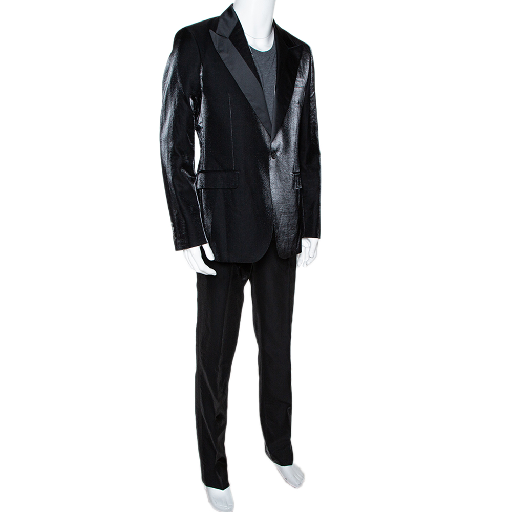 

Givenchy Black Shiny Wool Tailored Tuxedo Suit