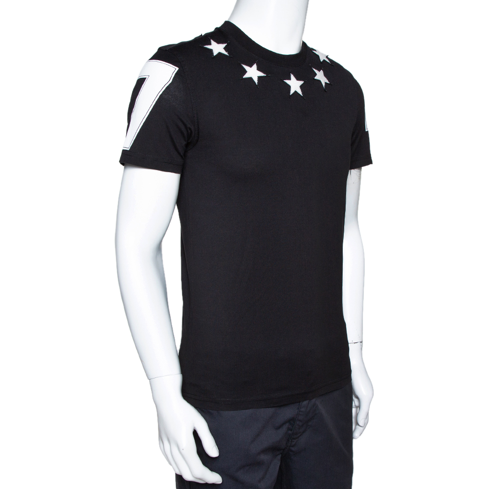 

Givenchy Black Cotton Star Applique T Shirt