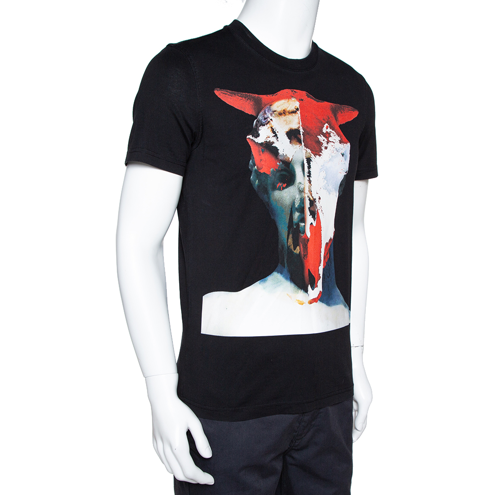 

Givenchy Black Cotton Graphic Print Crew Neck T-Shirt