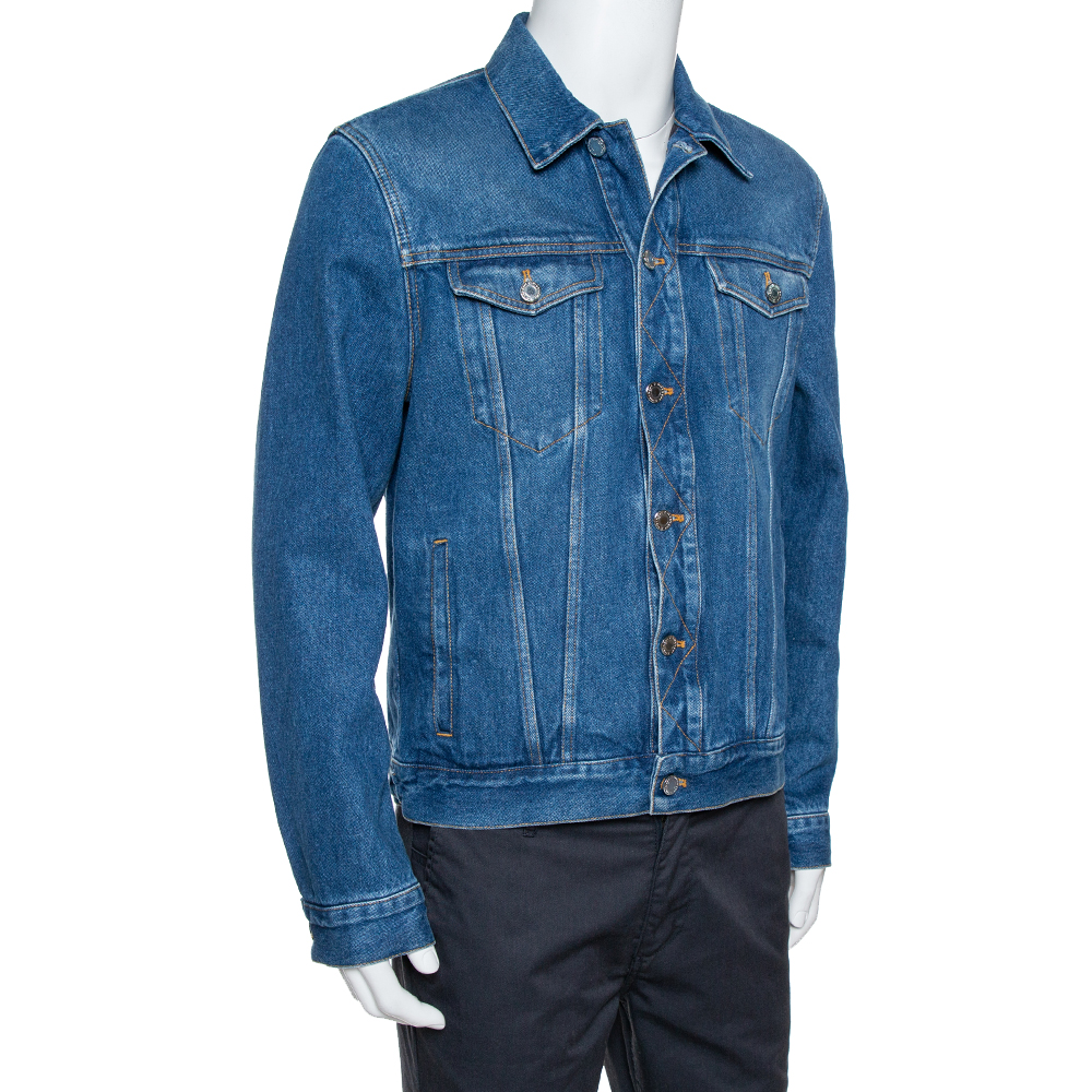 

Givenchy Blue Logo Print Denim Button Front Jacket