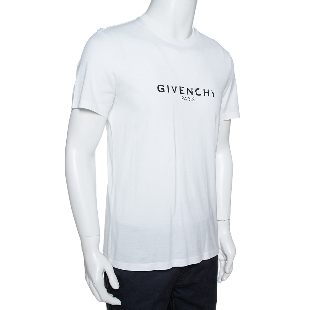 

Givenchy White Cotton Jersey Logo Print Slim Fit T-Shirt
