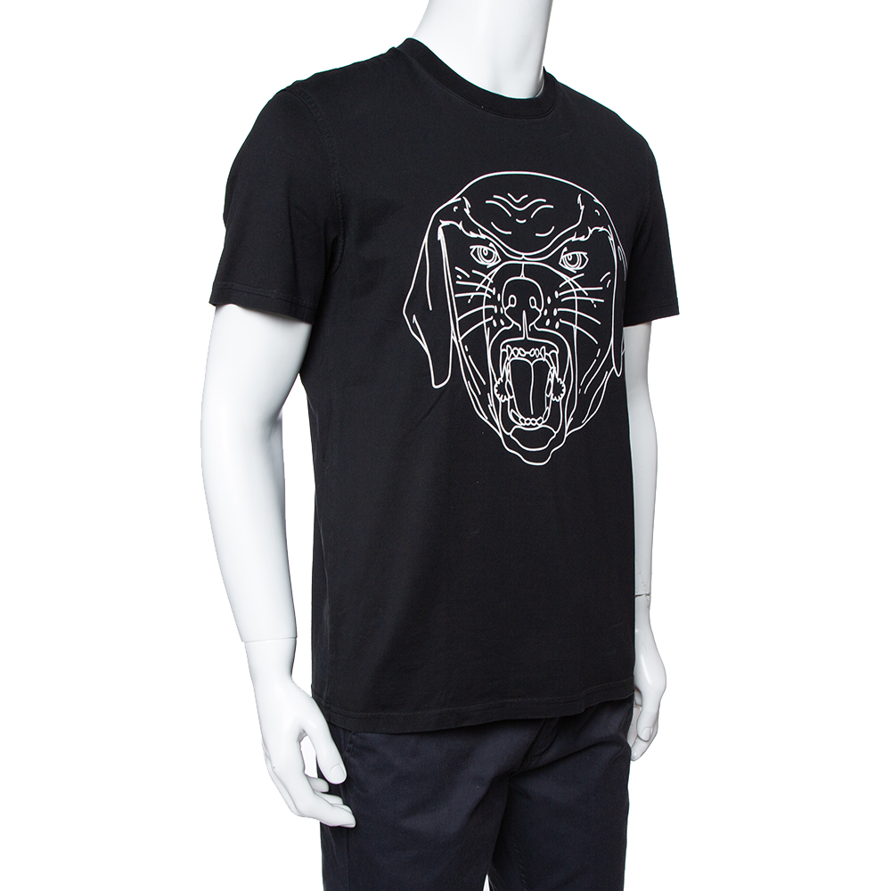 

Givenchy Black Rottweiler Stencil Print Cotton Cuban Fit T-Shirt