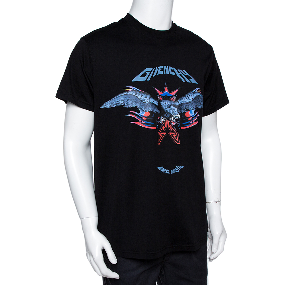 

Givenchy Black Cotton Eagle Print Crew Neck T-Shirt