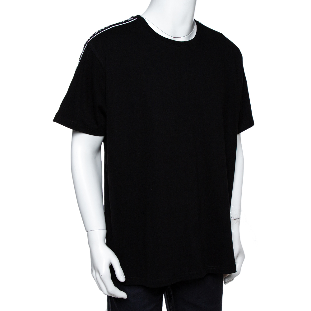 

Givenchy Black Cotton Knit 4G Webbing Detail T-Shirt