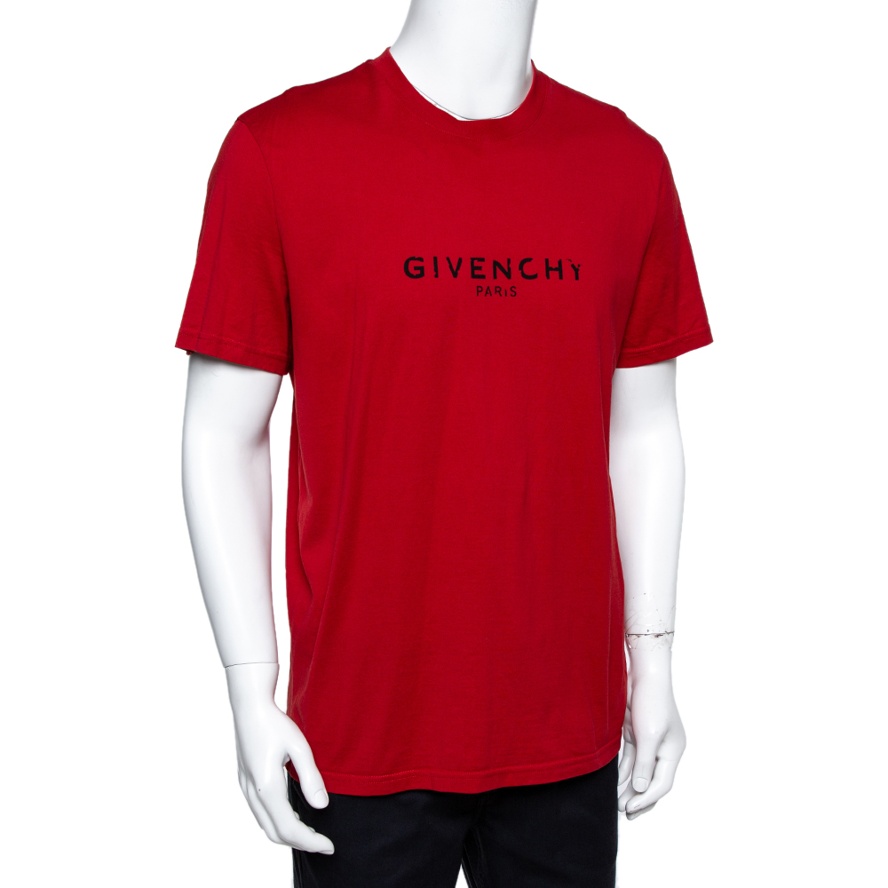 

Givenchy Red Cotton Jersey Logo Print Slim Fit T-Shirt
