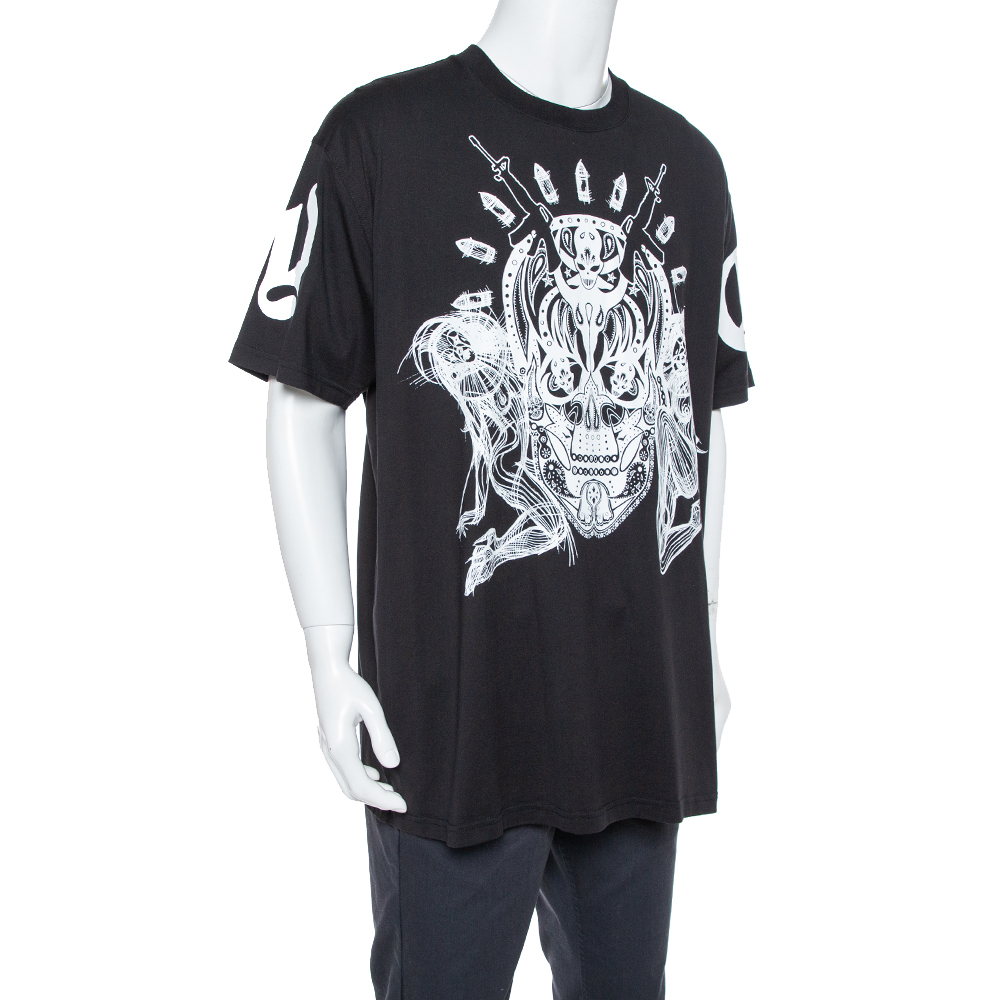 

Givenchy Black Elmerinda Print Cotton Crew Neck T-Shirt
