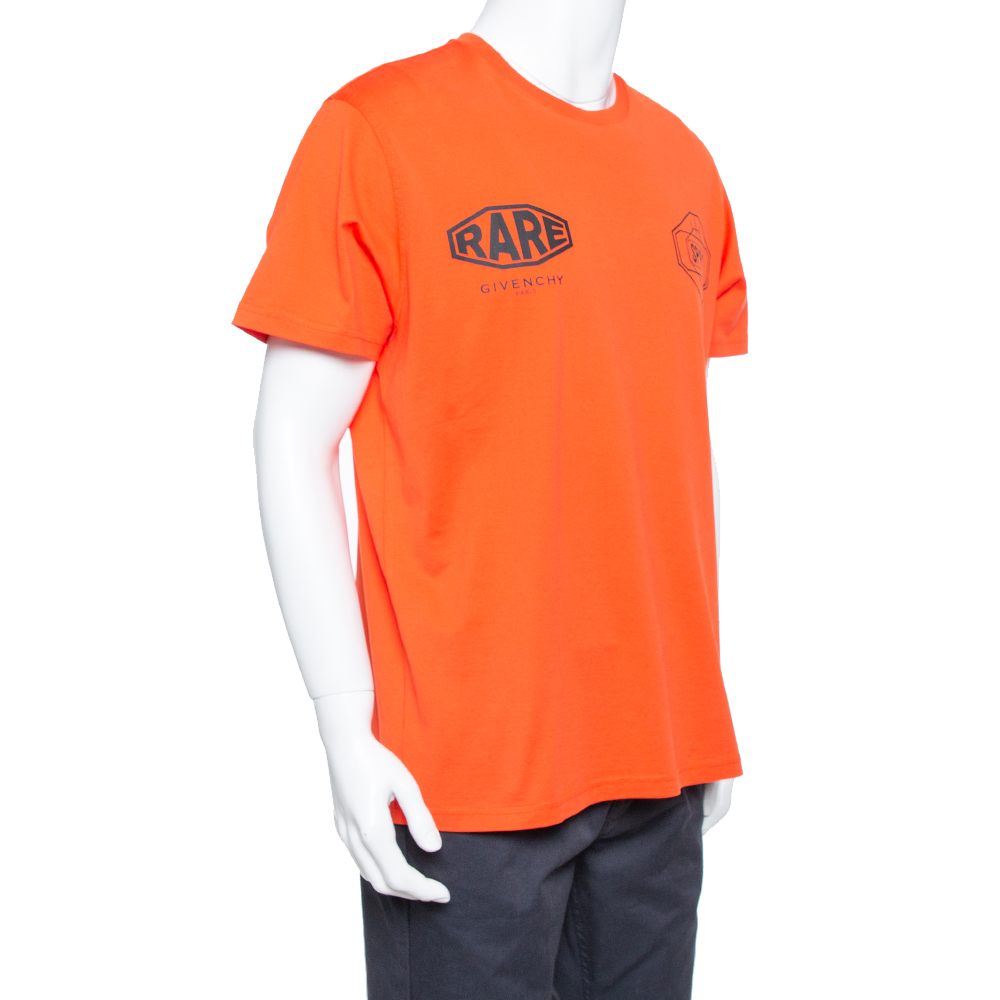 

Givenchy Orange Cotton Logo Printed Crewneck T-shirt