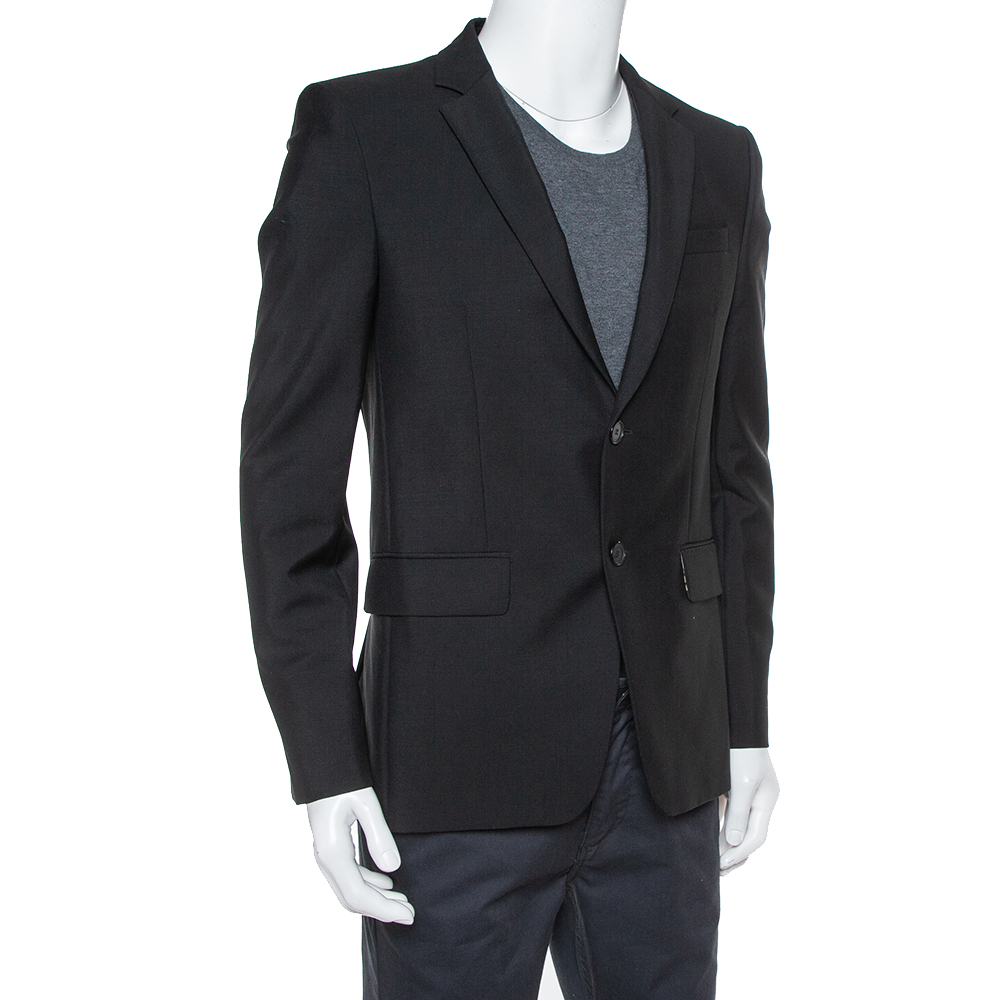 

Givenchy Black Wool & Mohair Floral Lined Tailored Blazer