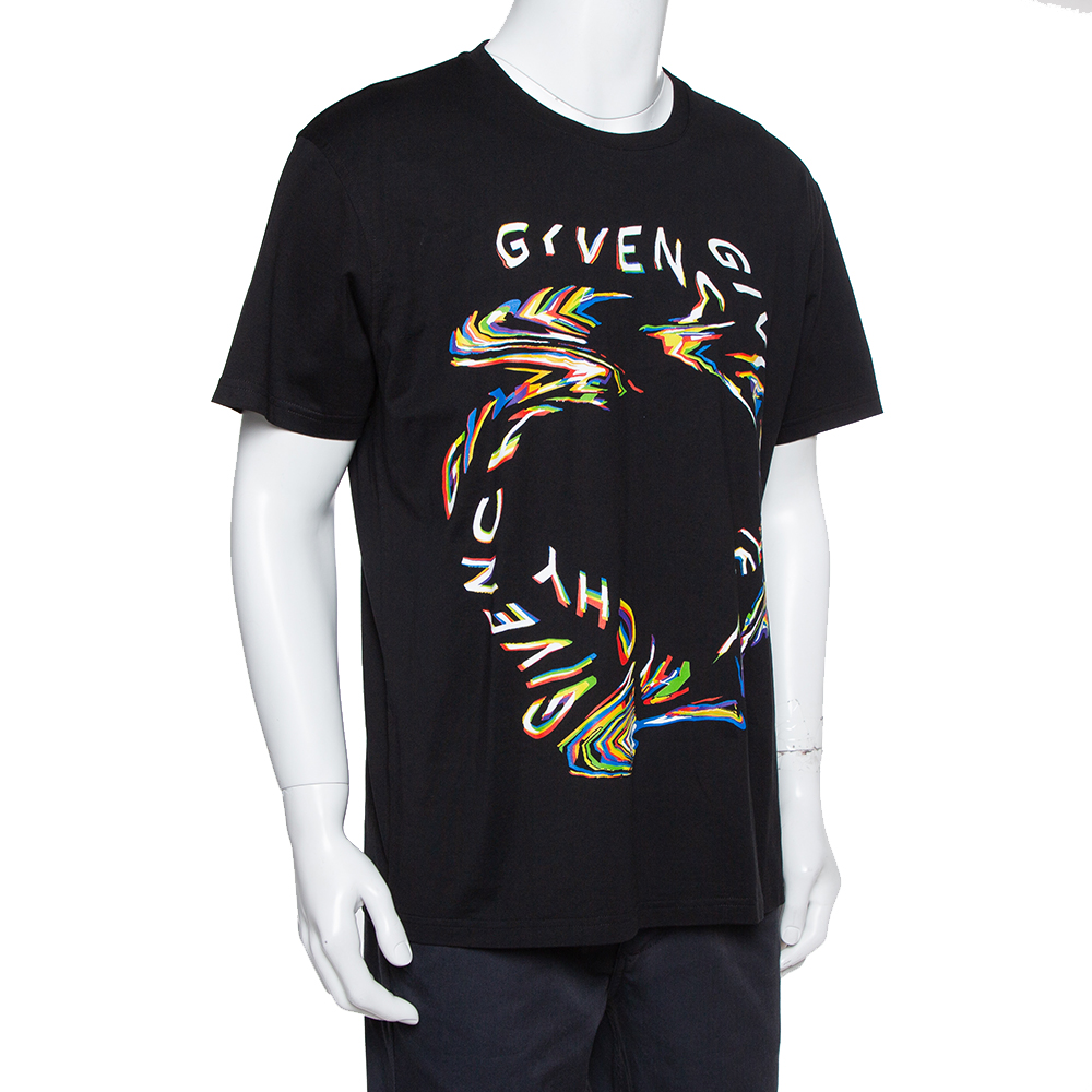 

Givenchy Black Cotton Glitch Print Crewneck T-Shirt