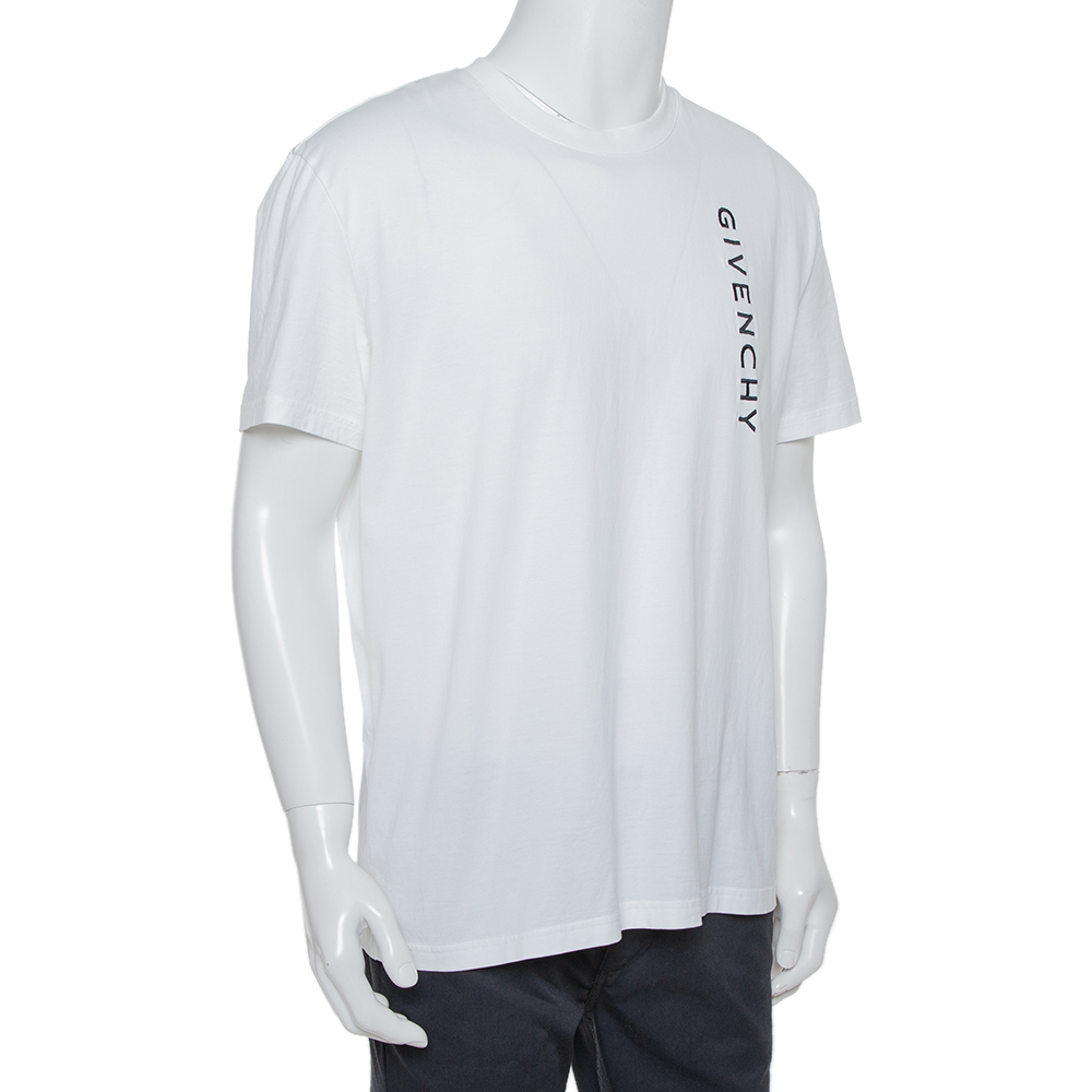 

Givenchy White Cotton Logo Embroidered Crewneck T-Shirt