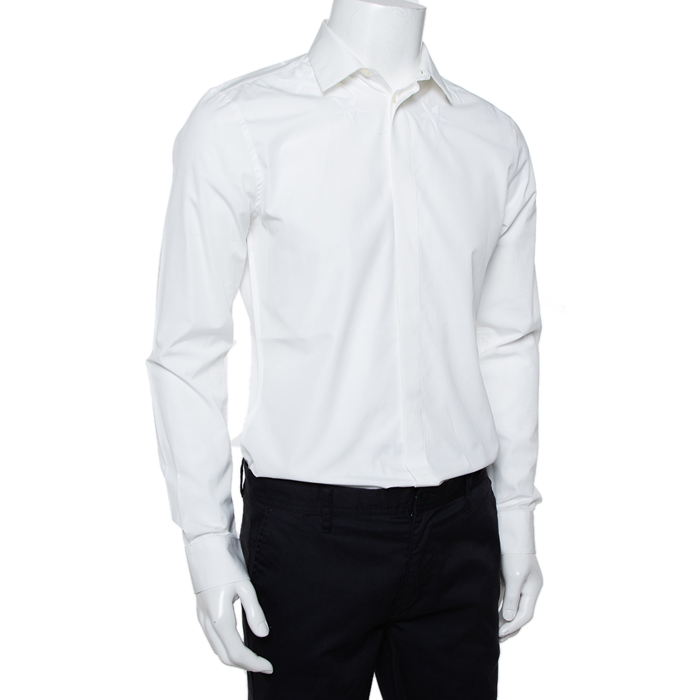 

Givenchy White Star Embroidered Cotton Button Front Shirt
