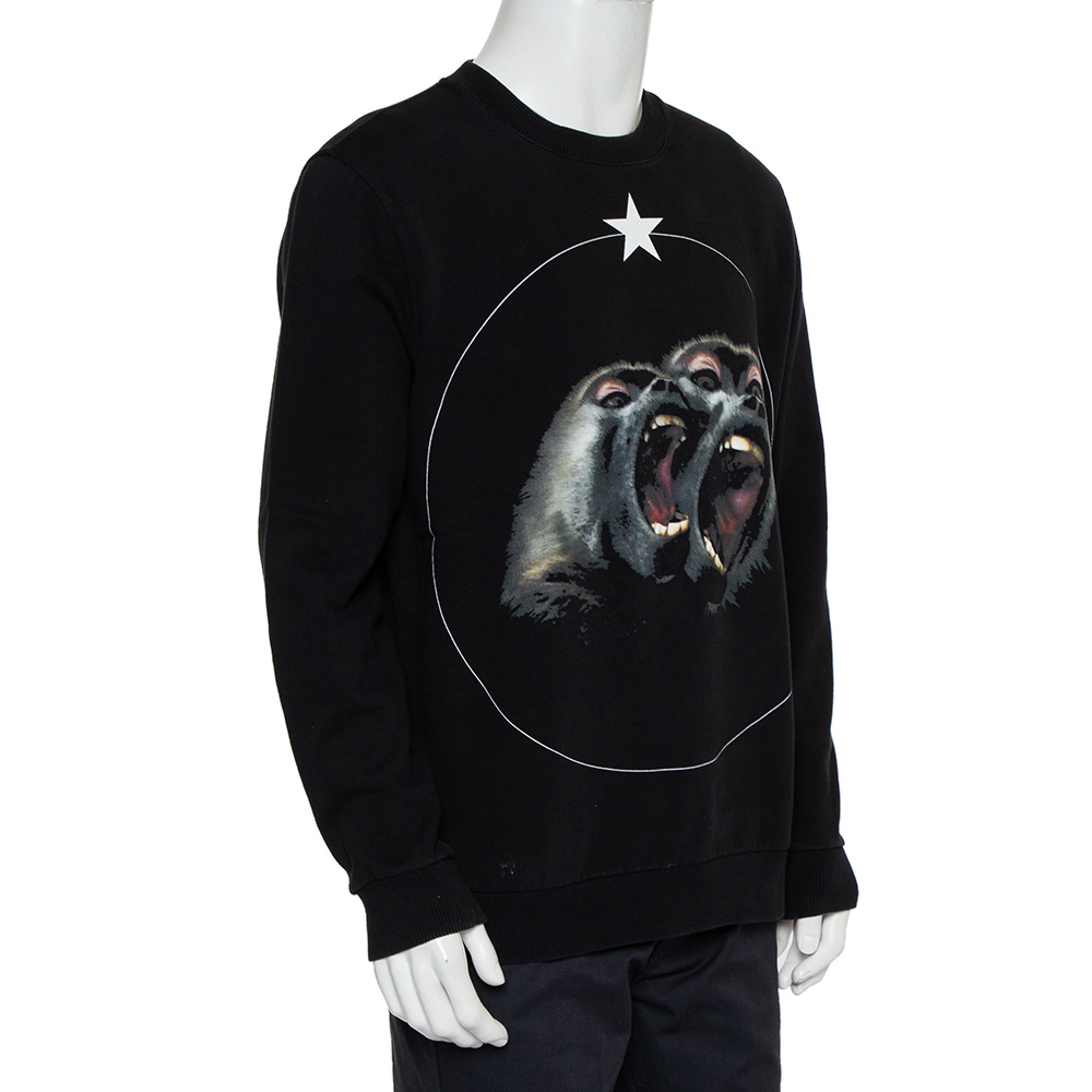 

Givenchy Black Cotton Monkey Brothers Graphic Sweatshirt