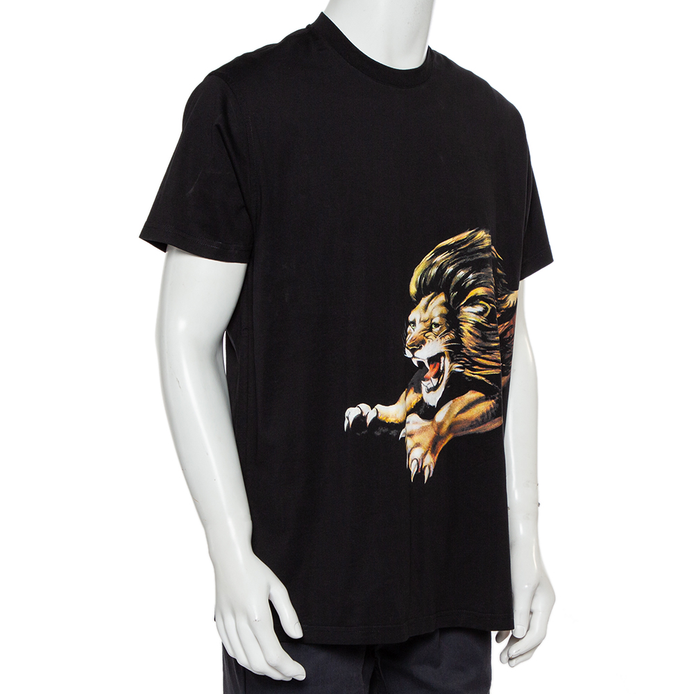 

Givenchy Black Lion Printed Signature Cotton Oversized T-Shirt