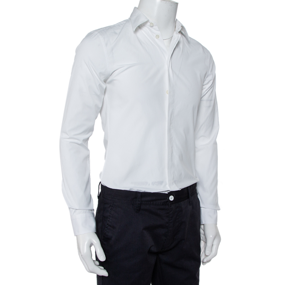 

Givenchy White Cotton Long Sleeve Button Front Classic Slim Fit Shirt