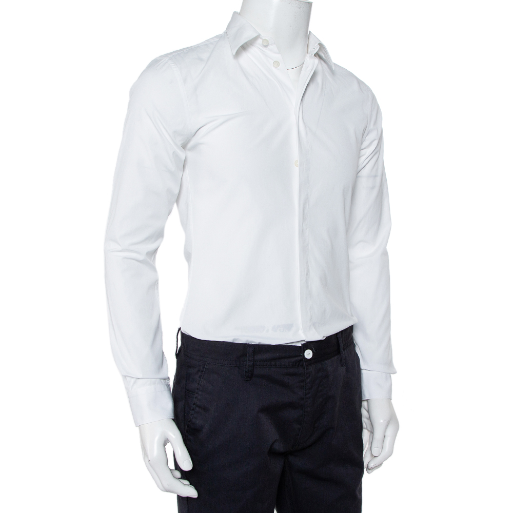 

Givenchy White Cotton Long Sleeve Button Front Classic Slim Fit Shirt
