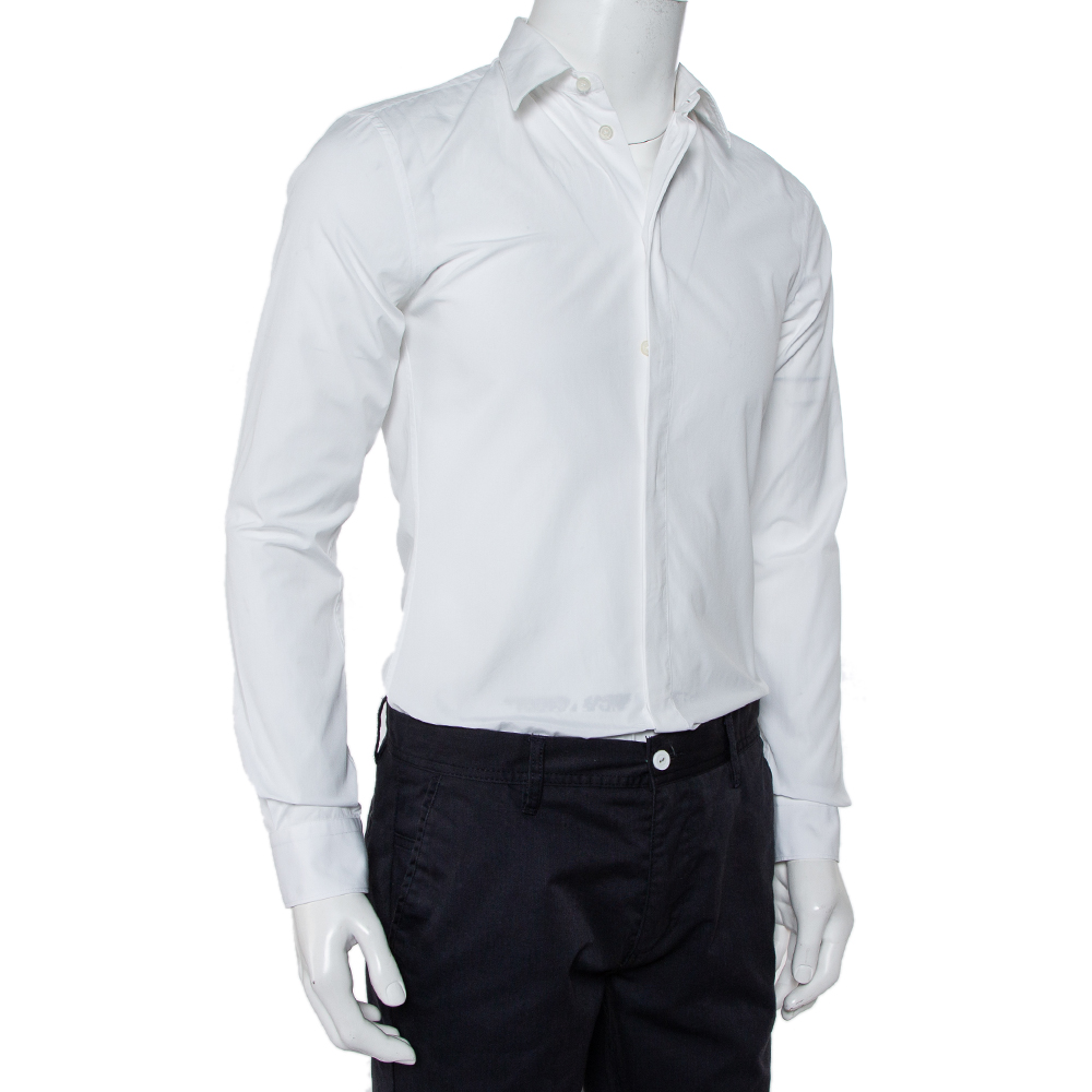 

Givenchy White Cotton Long Sleeve Button Front Classic Slim Fit Shirt