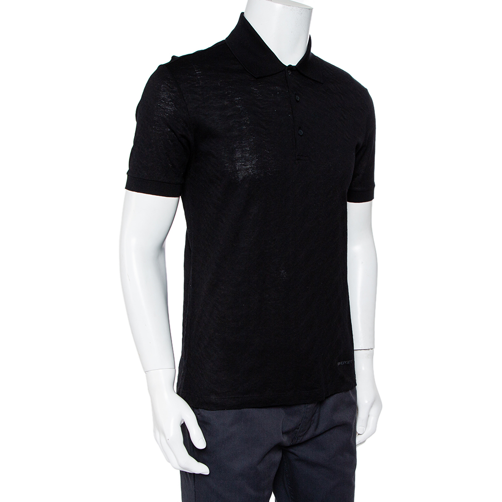 

Givenchy Black Jacquard Knit Logo Detail Polo T-Shirt