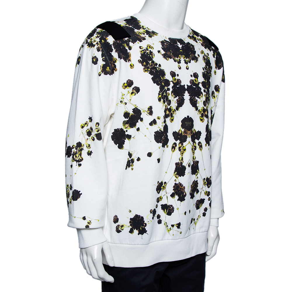 

Givenchy White Floral Printed Cotton Oversized Crewneck Sweatshirt