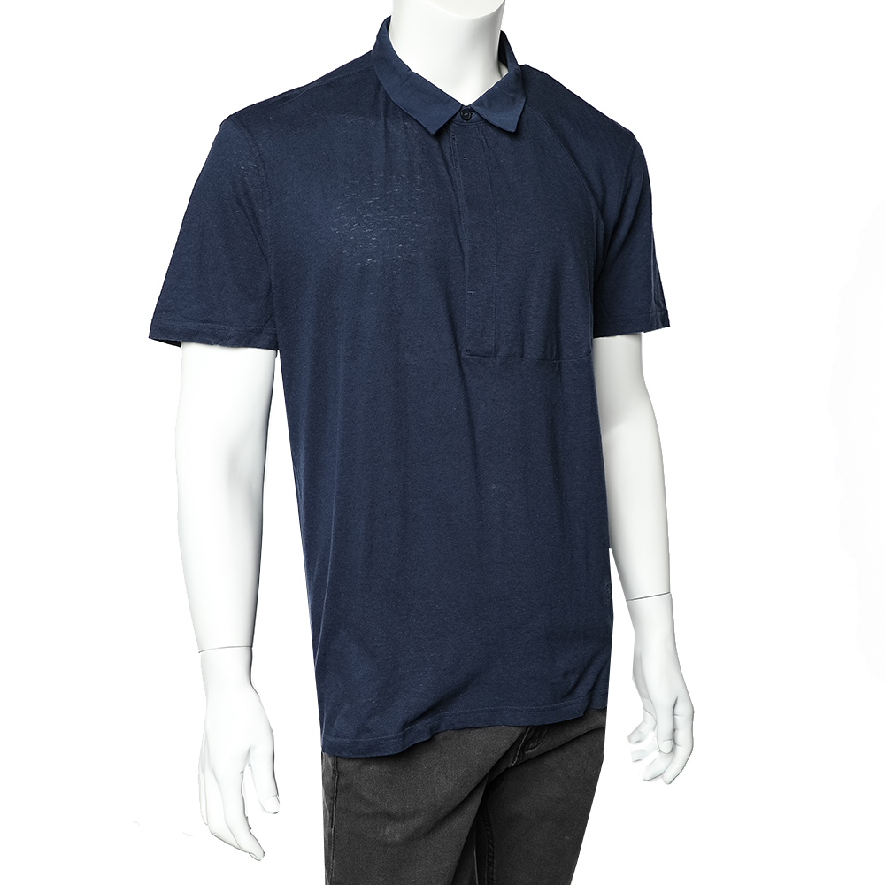 

Givenchy Blue Cotton & Linen Polo T-Shirt