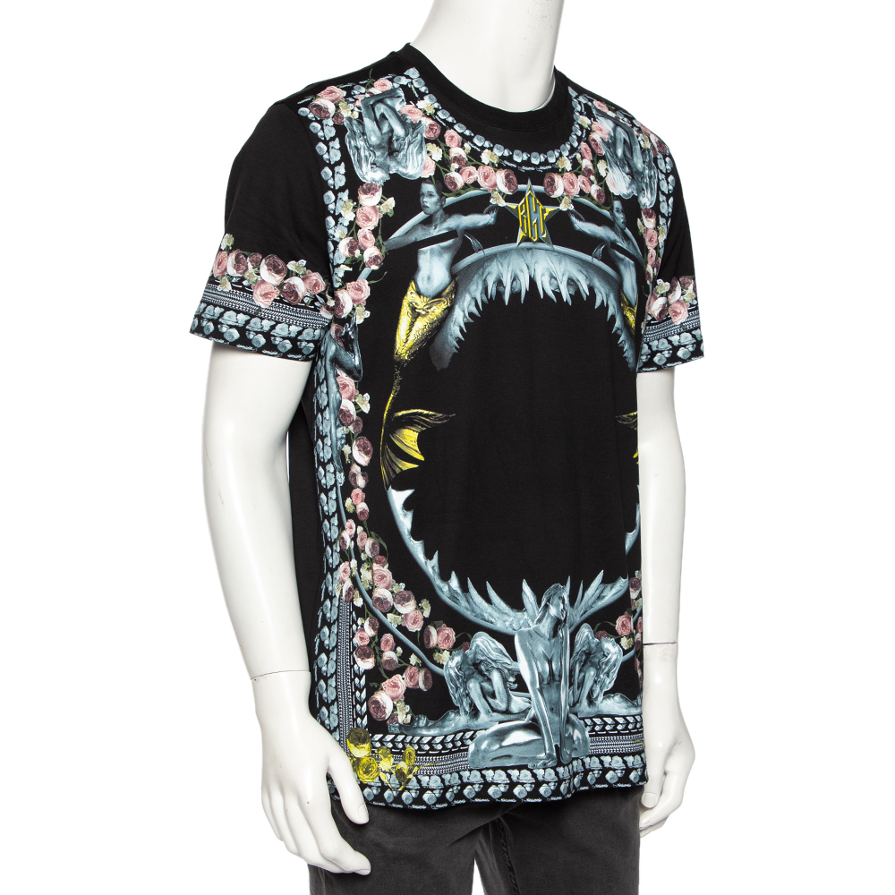 

Givenchy Black Shark and Mermaid Print Cotton Oversized T-Shirt