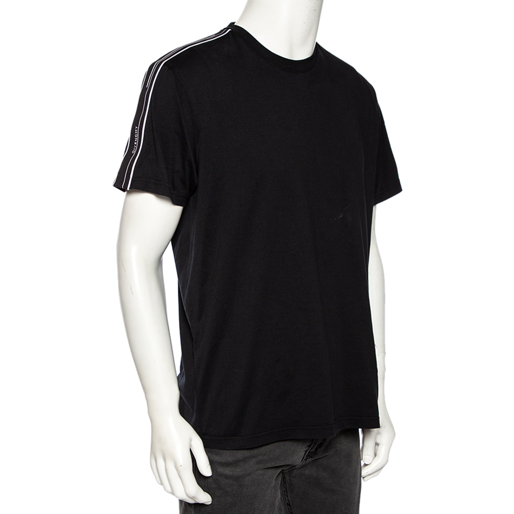 

Givenchy Black Cotton Logo Tape Detail Short Sleeve T-Shirt