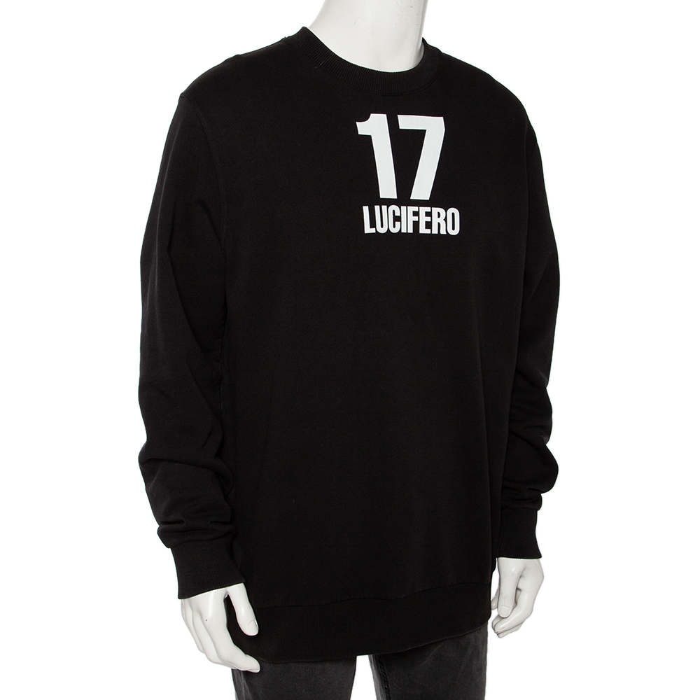 

Givenchy Black Cotton 17 Lucifero Printed Long Sleeve Crewneck Sweatshirt