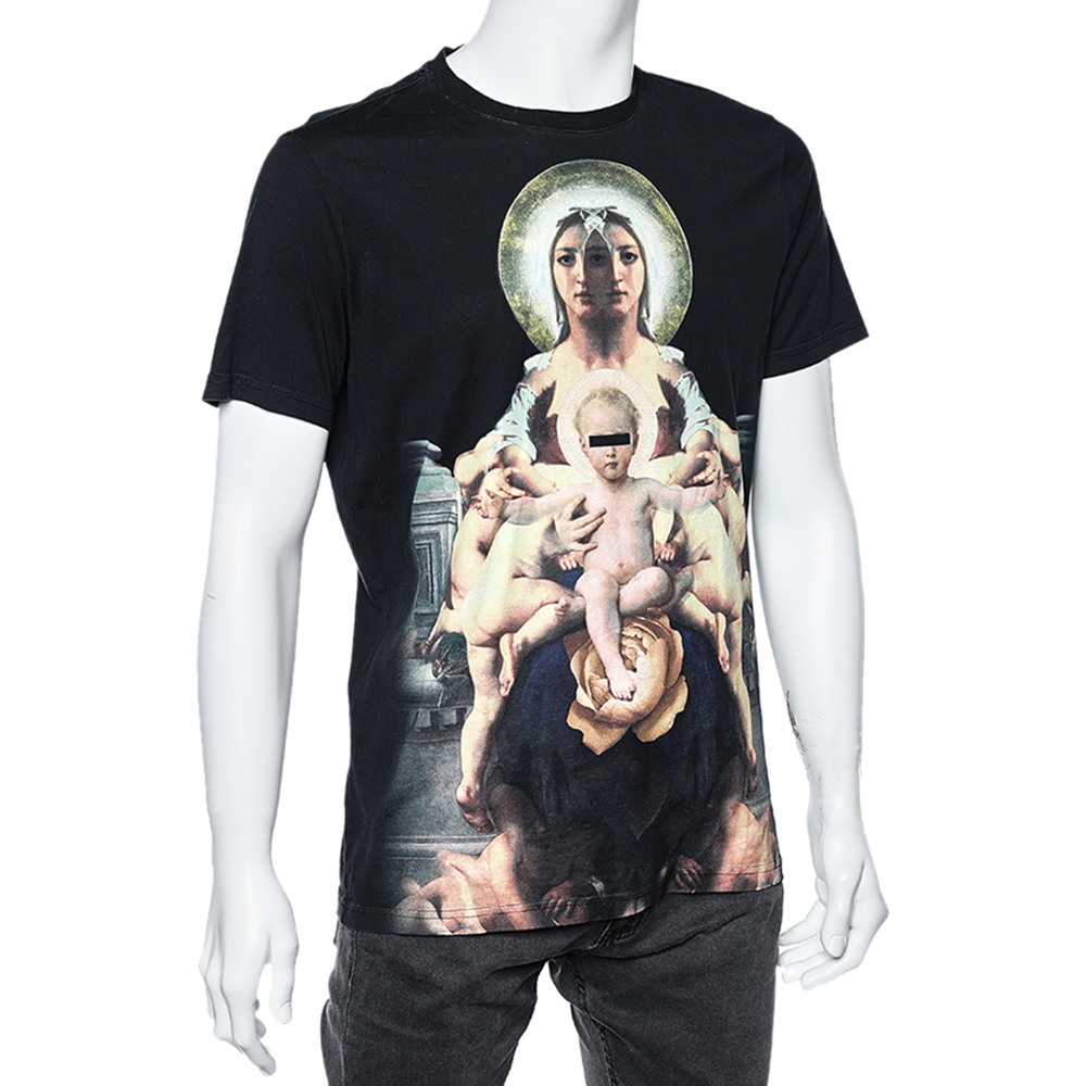 

Givenchy Black Printed Cotton Short Sleeve Oversized Crewneck T-Shirt