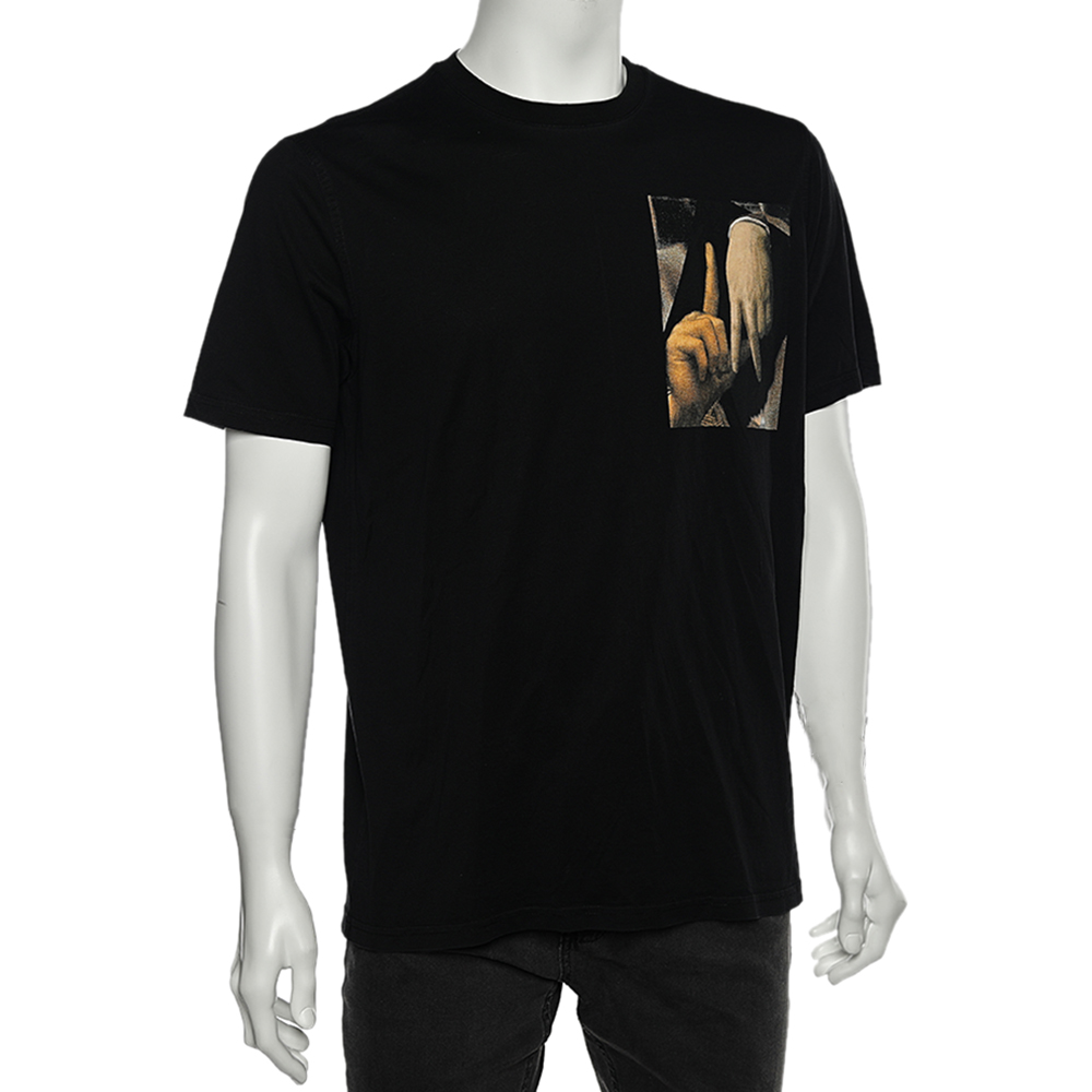 

Givenchy Black Abstract Printed Cotton Crewneck T-Shirt