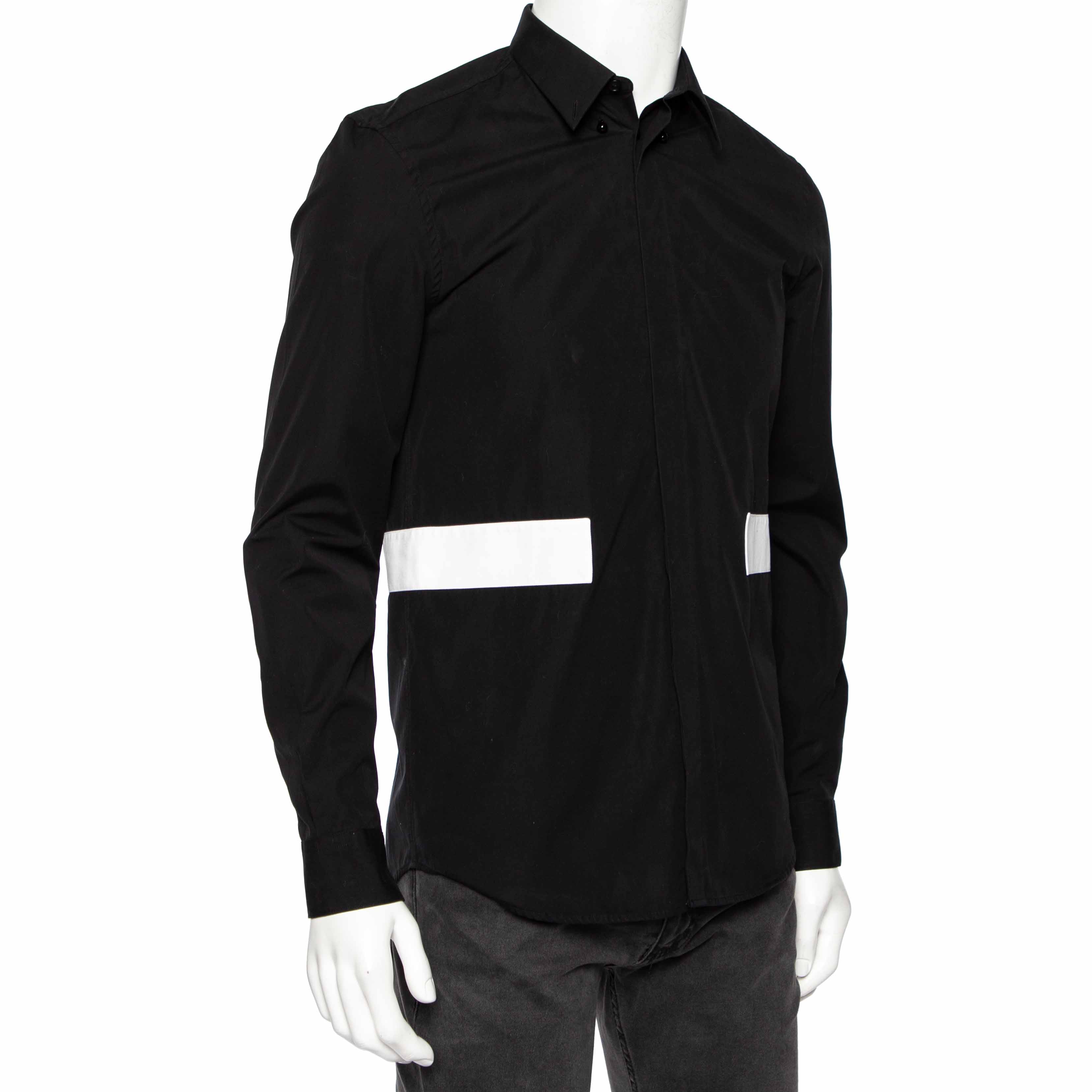 

Givenchy Black & White Band Inset Cotton Button Front Shirt