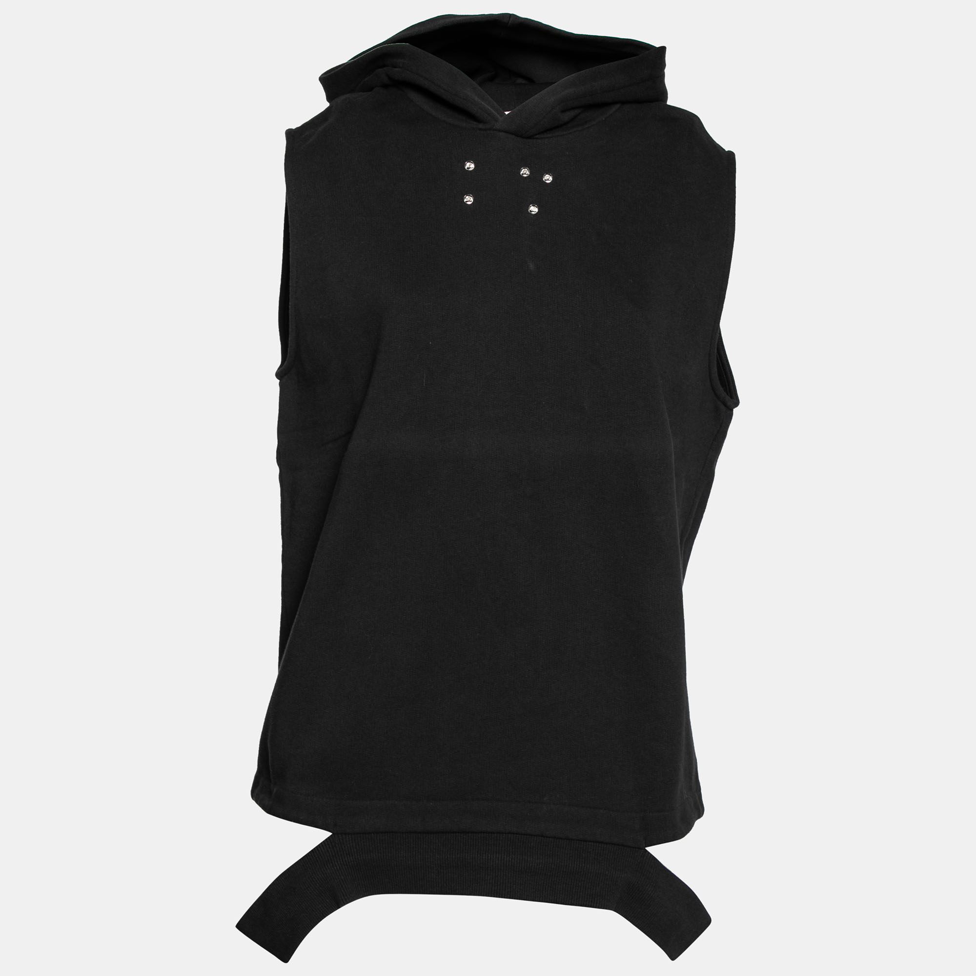Created from a mix of quality fabrics this simple black hoodie from Givenchy has stylish cut out band details. The uber cool design is sleeveless and is ideal for relaxed outings.