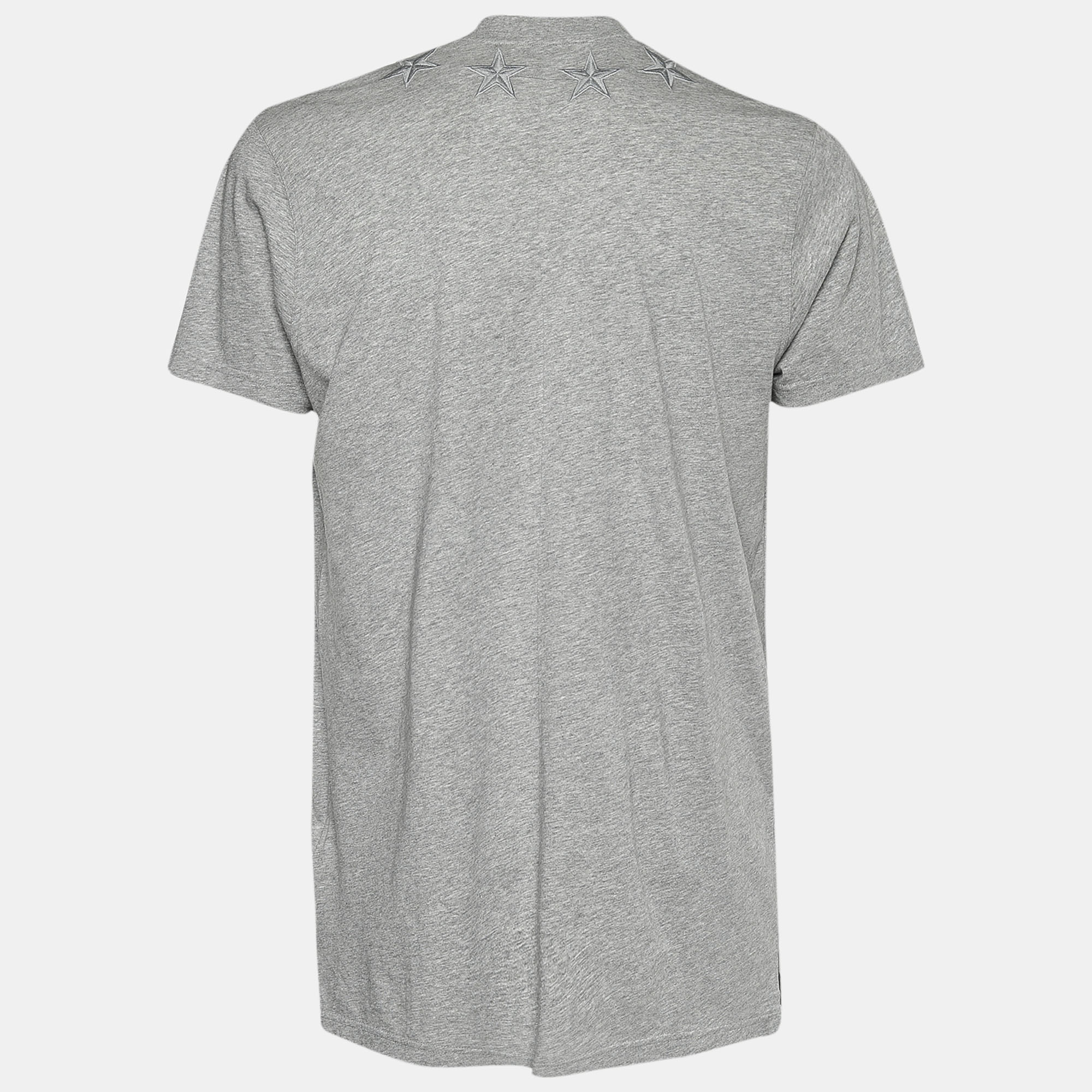 

Givenchy Grey Melange Stars Appliqué Cuban Fit T-Shirt