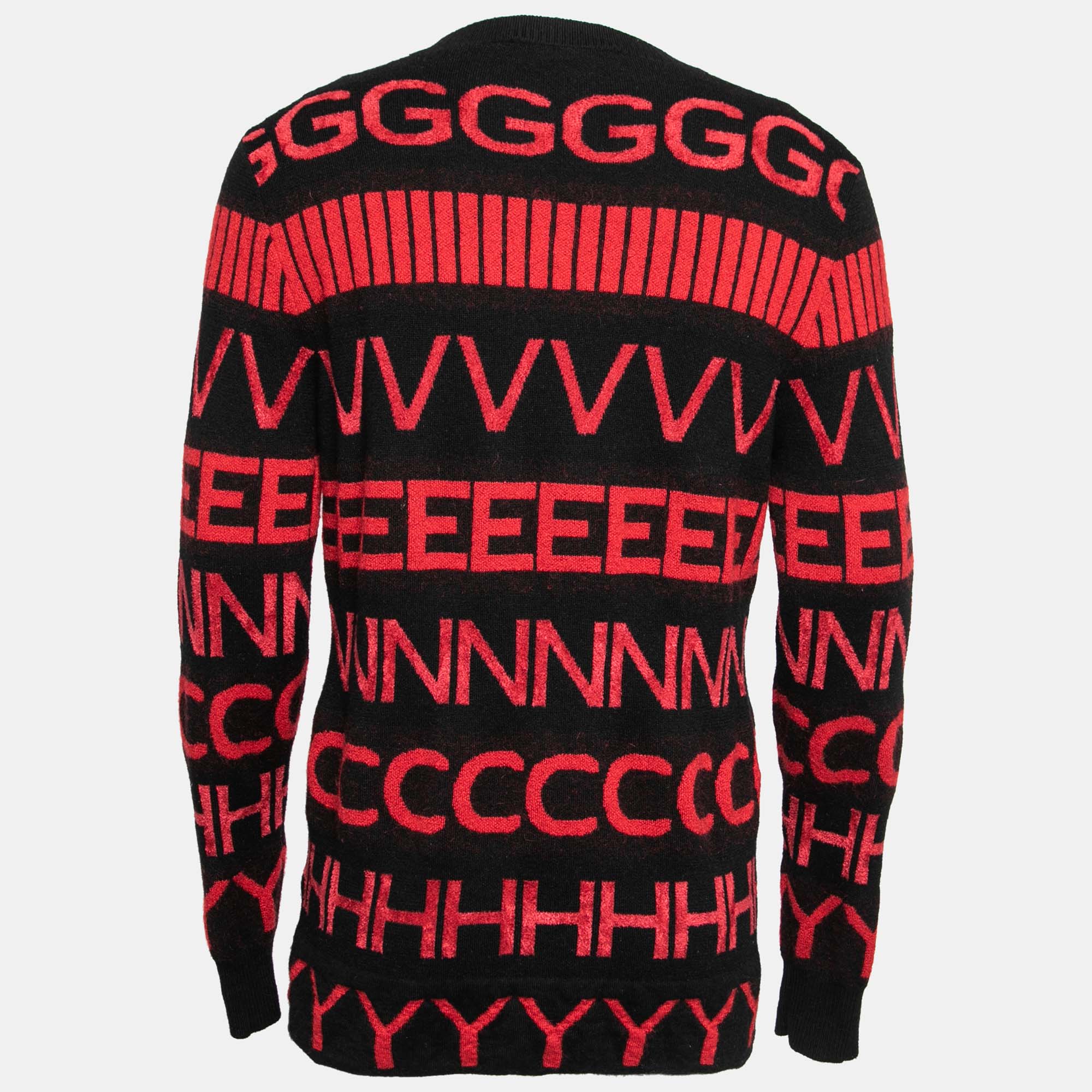 

Givenchy Black and Red Wool All Over Logo Crewneck Sweater