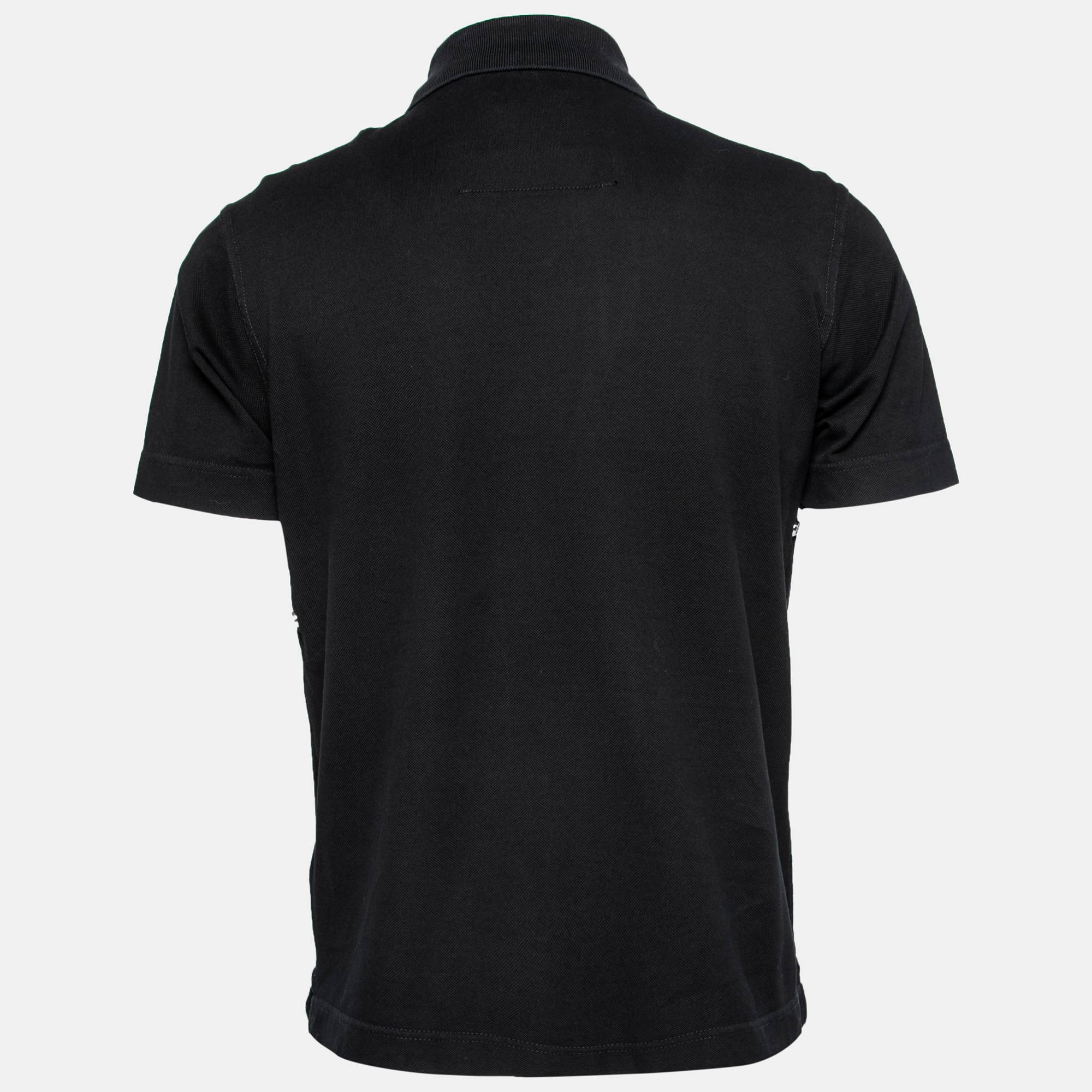 

Givenchy Black Cotton Pique Zip Detail Short Sleeve Polo T-Shirt