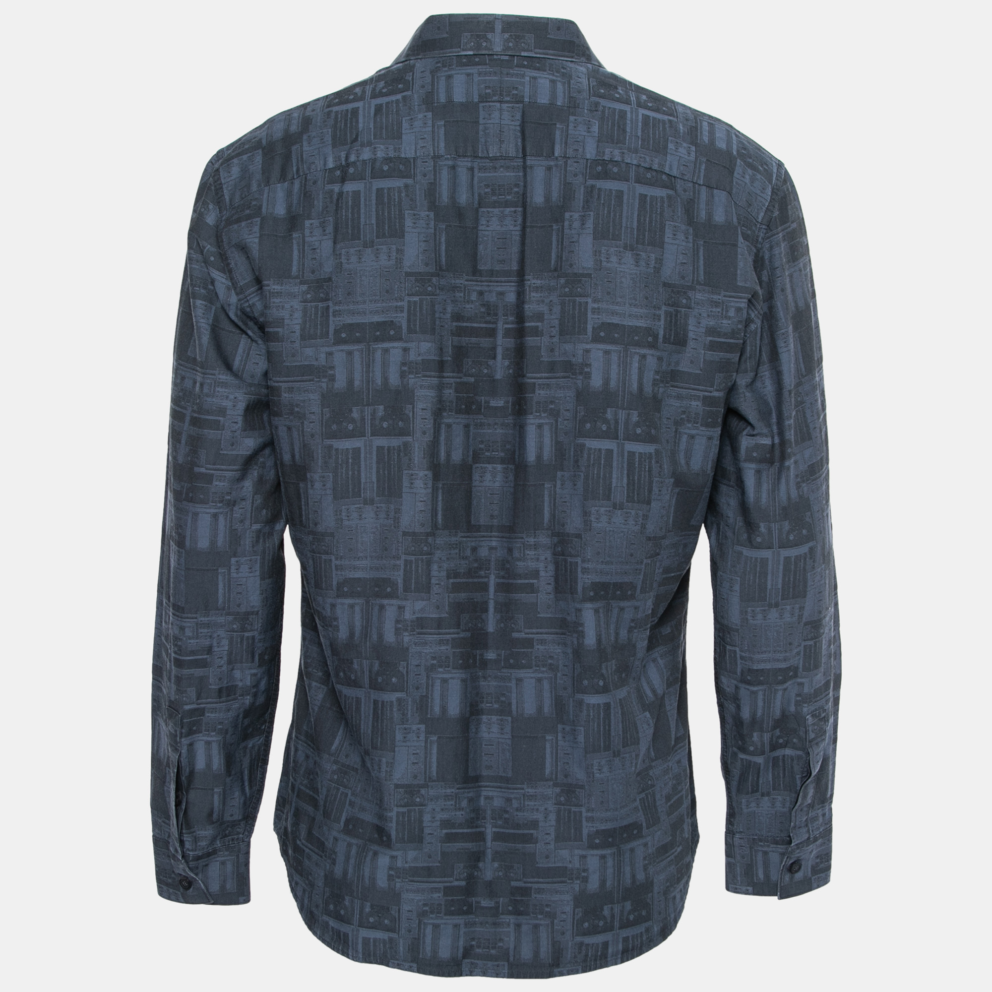 

Givenchy Dark Blue Printed Cotton Button Front Shirt