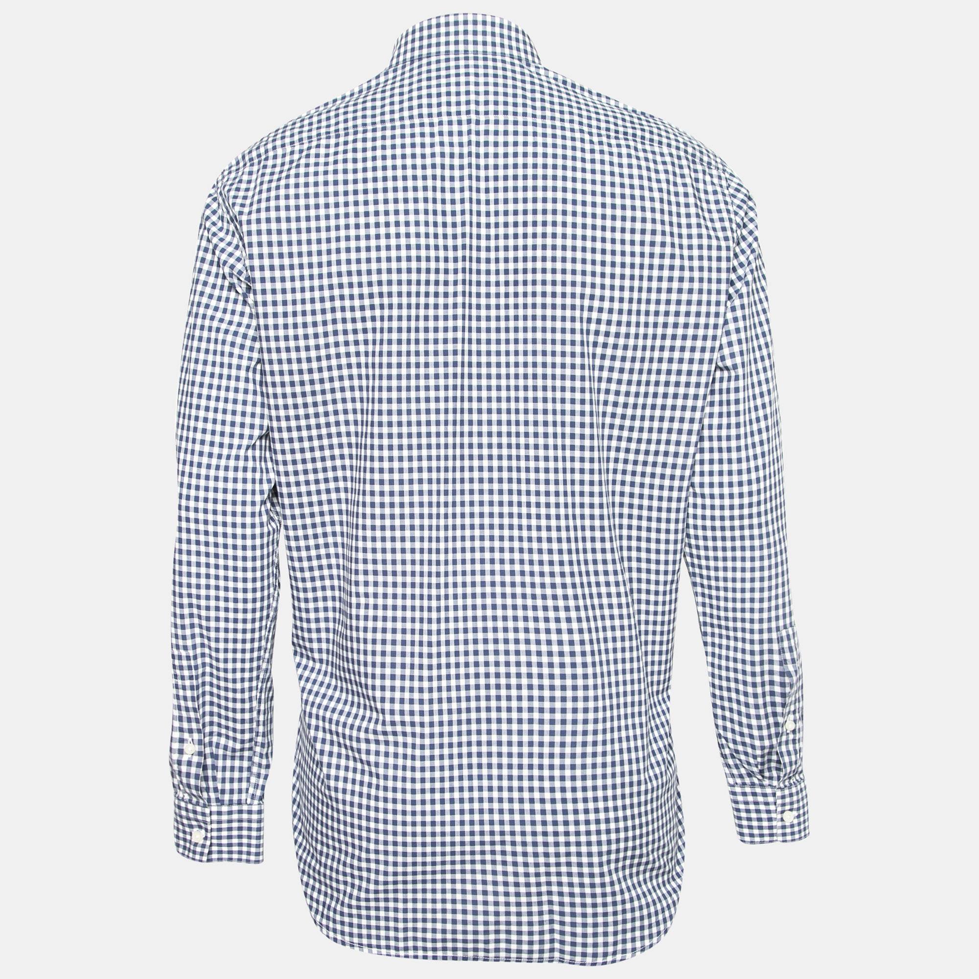 

Givenchy Blue Gingham Print Cotton Button Front Shirt