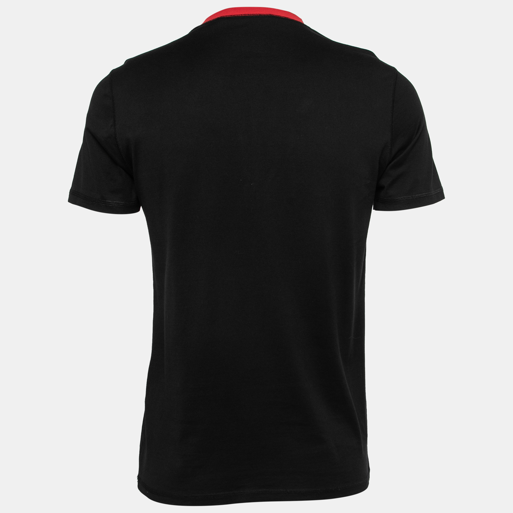 

Givenchy Black Cotton Knit Contrast Collar T-Shirt