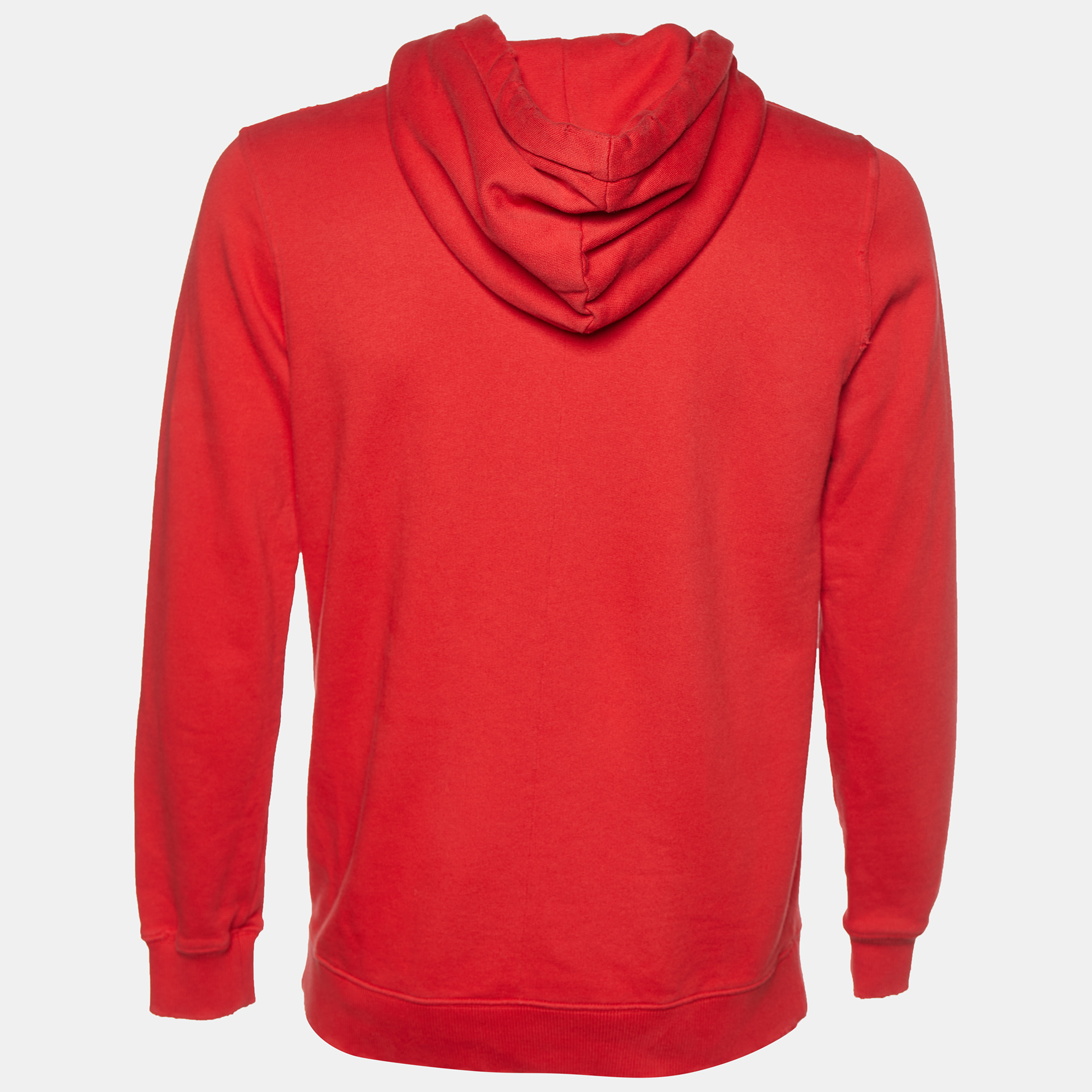 

Givenchy Red Distressed Cotton Knit Box Logo Detail Hoodie