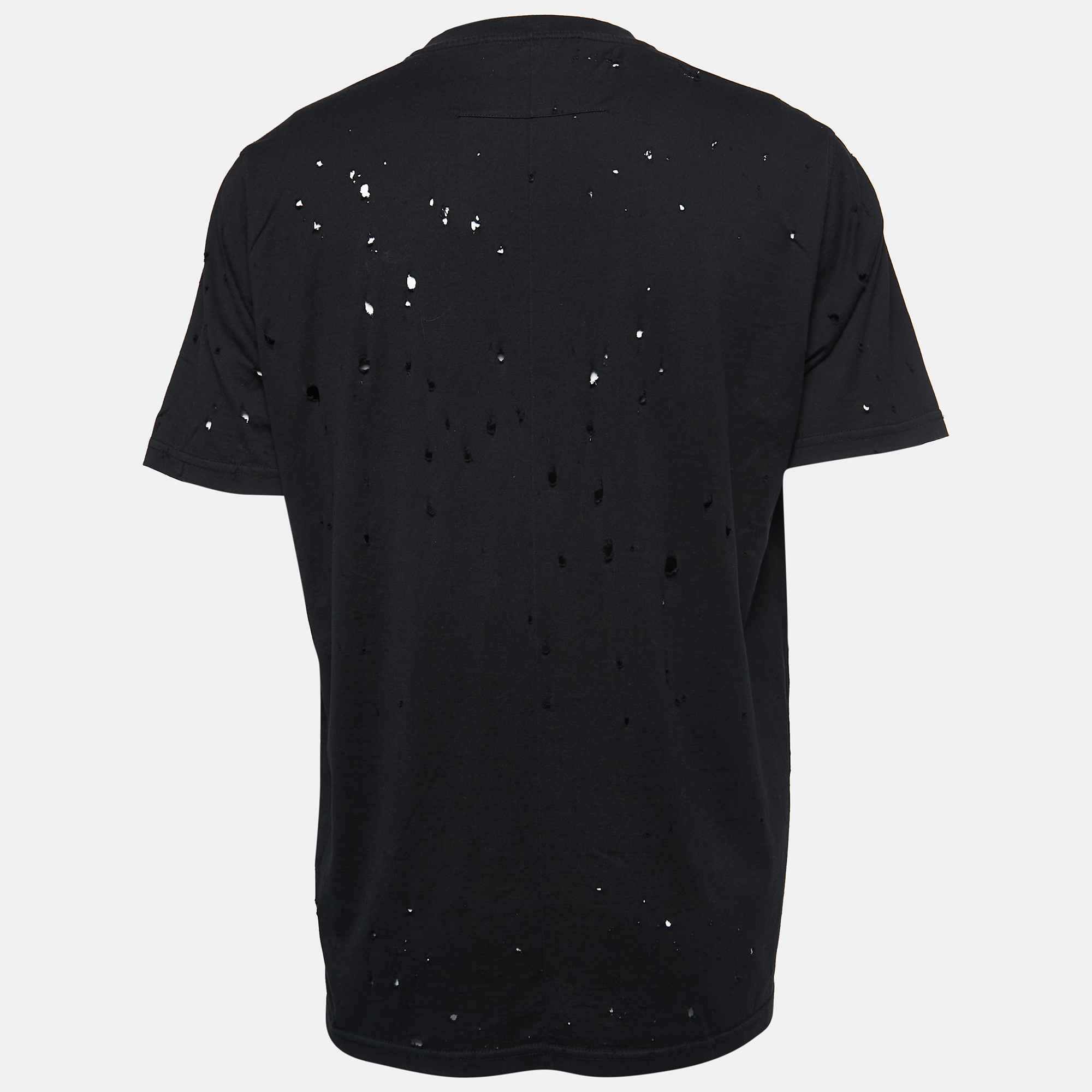 

Givenchy Black Distressed Cotton Logo Print T-Shirt