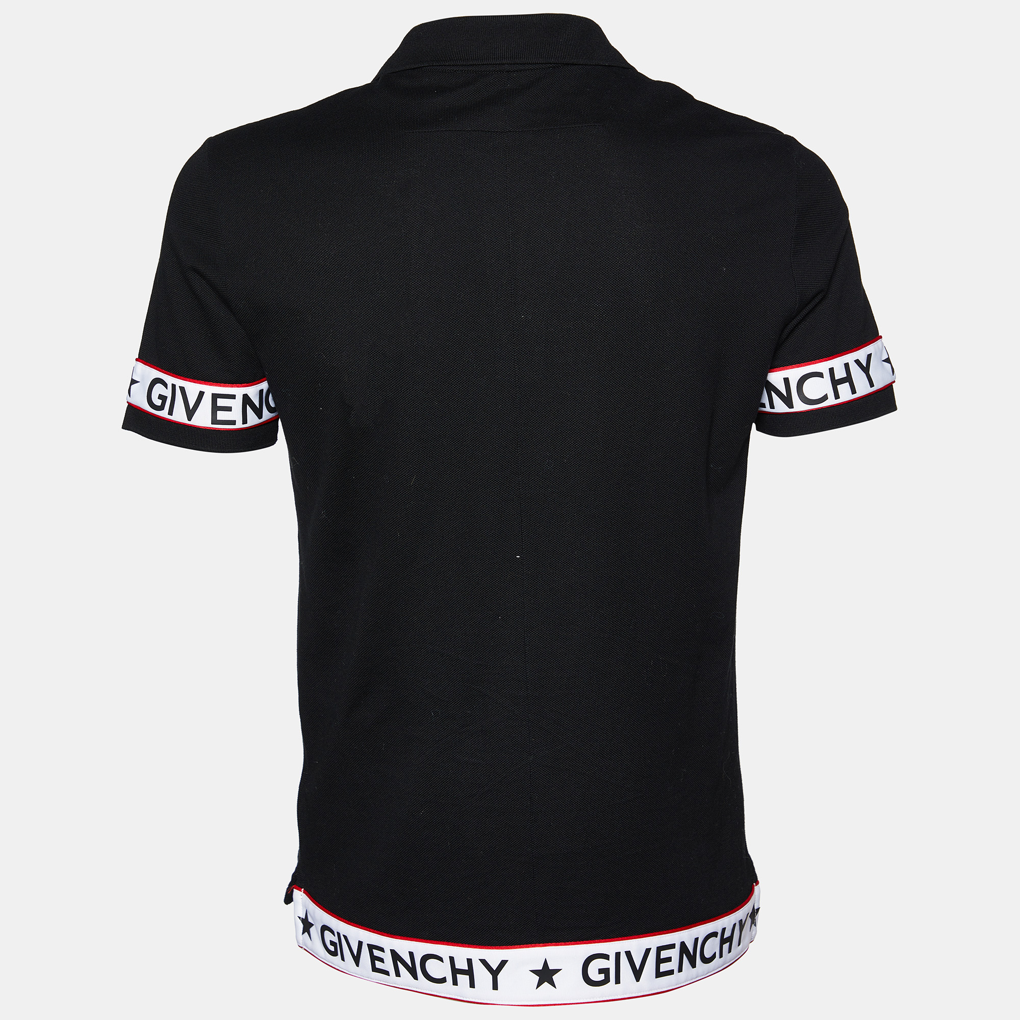 

Givenchy Black Cotton Pique Logo Tape Detail Cuban Fit Polo T-Shirt