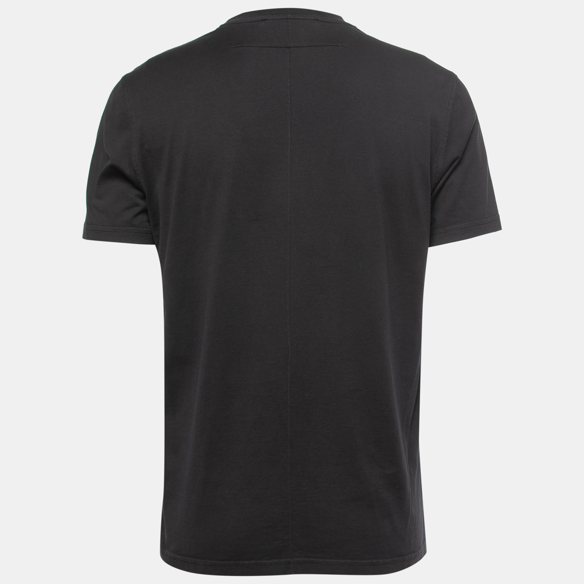 

Givenchy Black "I Feel Love" Printed Cotton Crew Neck Short Sleeve T-Shirt